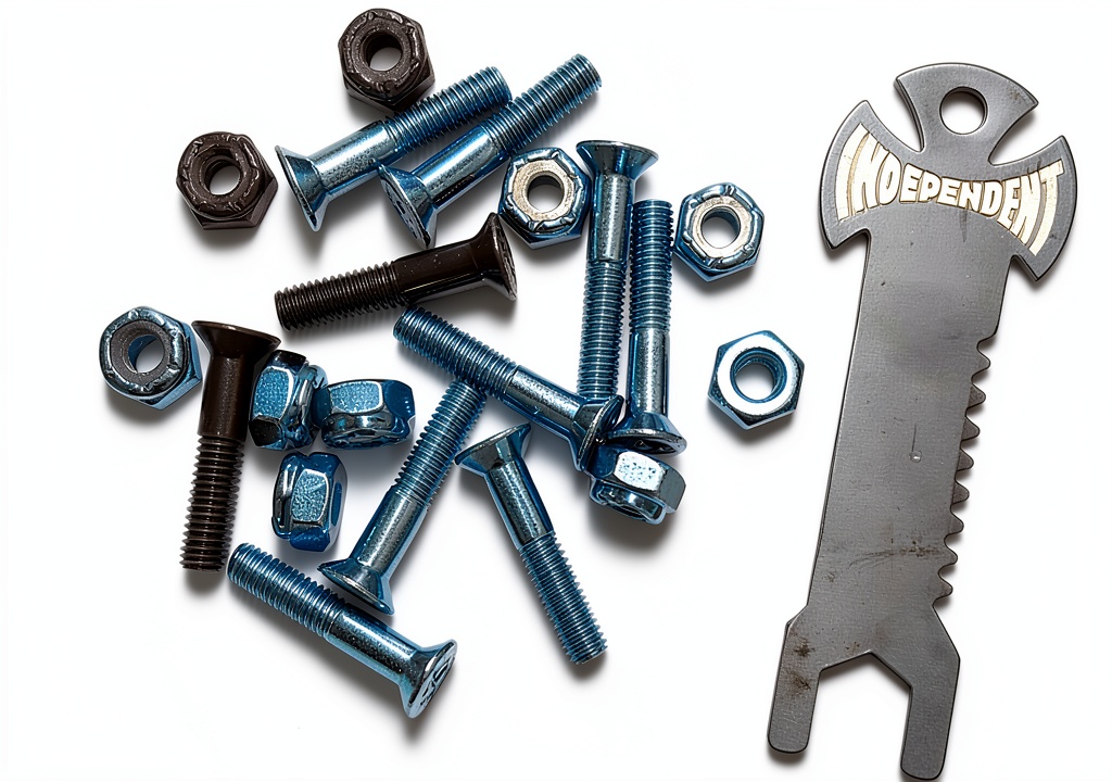 Installing Independent Phillips 1inch Hardware Skateboard on a wooden desk